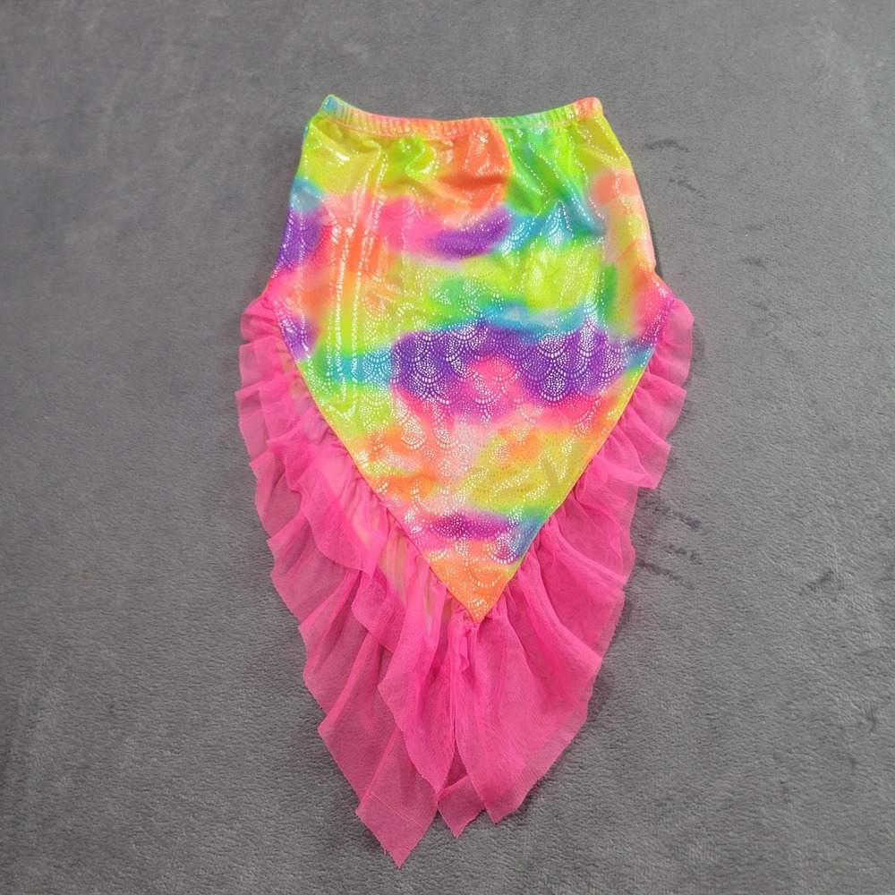 Wonder Nation Swim Cover Up Girls XS 4-5 Rainbow Mermaid Tail Metallic Ruffle